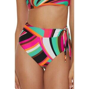 Trina Turk Multicolor High Waist Bikini Bottom with side Tie Sz 10 NWT